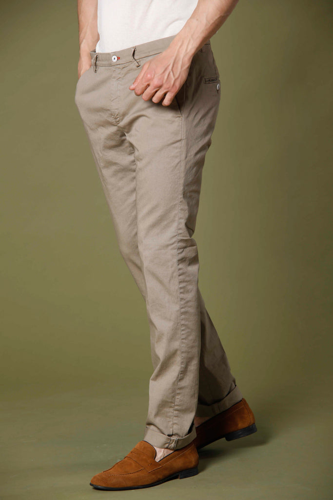 Image 4 of men's cotton twill and tencel dark stucco colored chino pants Torino Summer Color pattern by Mason's